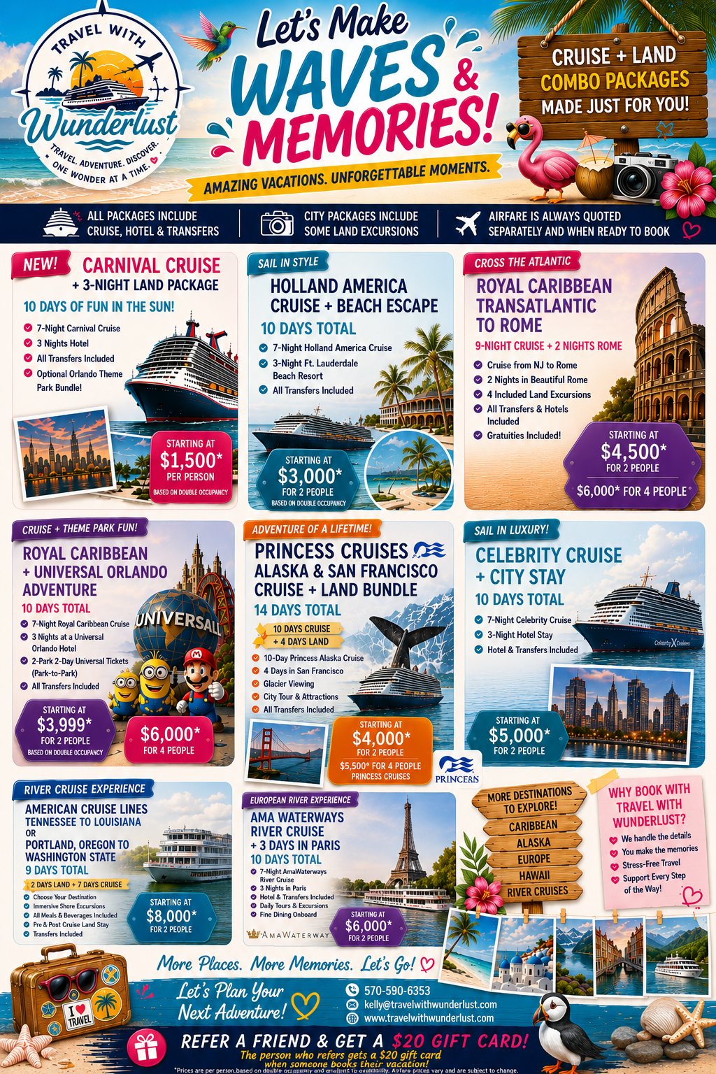 Let's Make Waves & Memories — Cruise + Land Combo Packages by Travel with Wunderlust